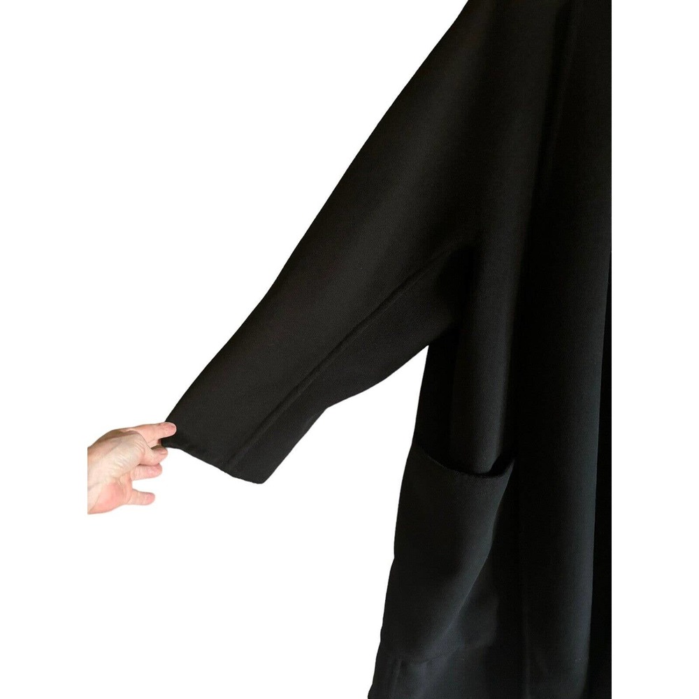 Vince Black Collarless Open-Front Coat Wool & Cashmere Blend - Picture 3 of 16